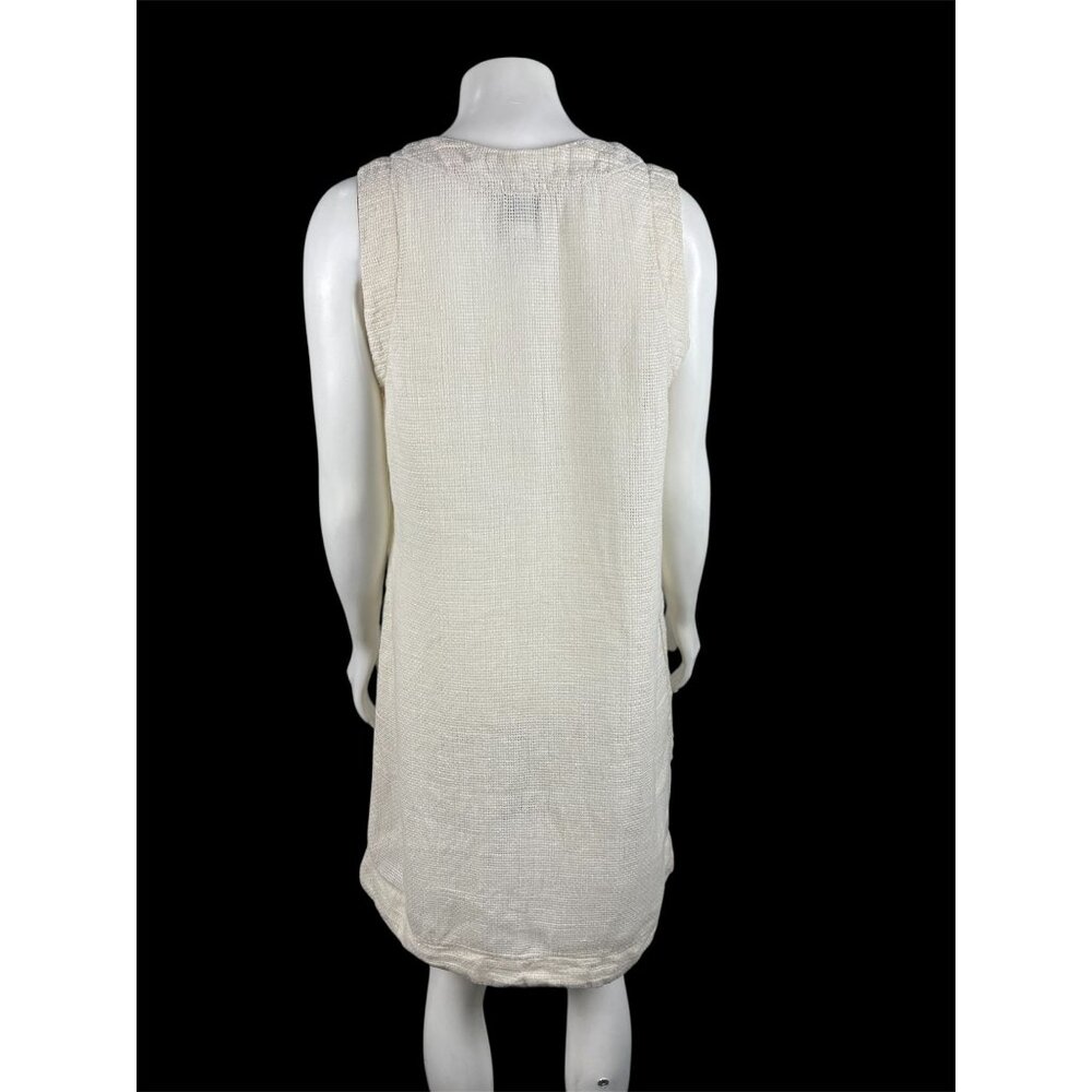 Prairie Underground Linen Shift Dress Medium Ivory White Sleeveless Mesh Pockets - Picture 3 of 6
